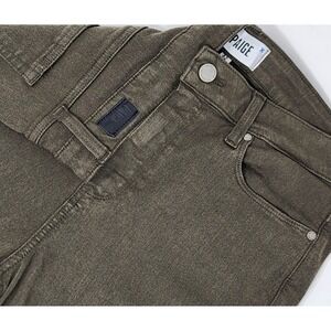 Paige Jacqueline Jeans Women's 32x26 Olive Green Denim Straight‎ Leg Raw Hem